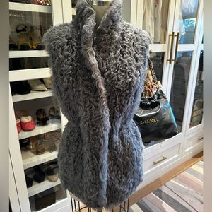 Gray lamb fur vest size XS